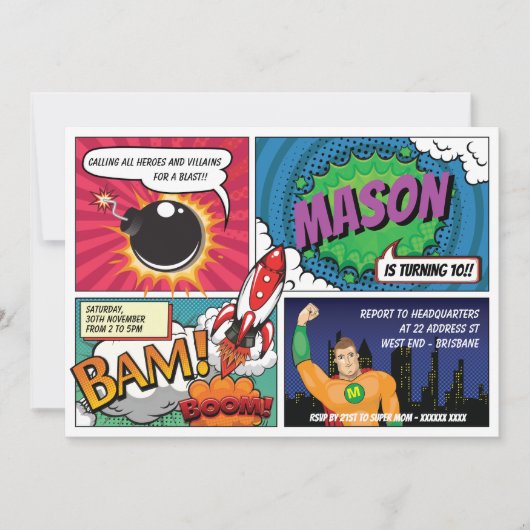 Superhero Einladung (Vorderseite)