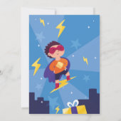 Superhero Einladung Boys Blue Stars Super Party (Rückseite)