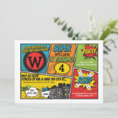 Superhero Einladung Super Hero Party Einladung (Stehend Vorderseite)