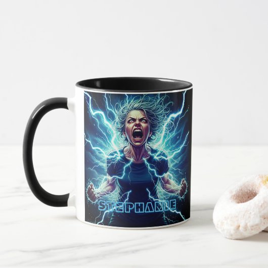 Superhero Electric Power With Quote Tasse (Mit Donut)