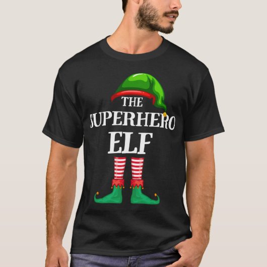 Superhero Elf Matching Familie Weihnachten Pajama T-Shirt (Vorderseite)