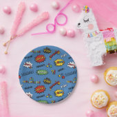 Superhero Farbiges Fun-Muster Pappteller (Party)