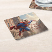 Superhero Flying Rechteckiger Pappuntersetzer (angewinkelt)