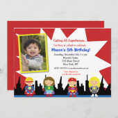 Superhero Foto Geburtstagsparty Einladungen (Vorne/Hinten)