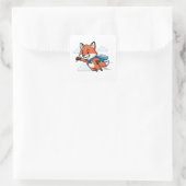 Superhero Fox Flying Cartoon Art Sticker (Tasche)