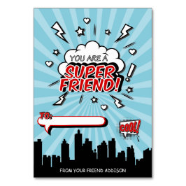 Superhero Friend Comic Klassenzimmer Valentine Car Tischnummer