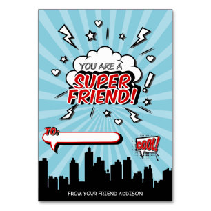 Superhero Friend Comic Klassenzimmer Valentine Car Tischnummer