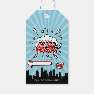 Superhero Friend Comic Valentine Gift Tag Geschenkanhänger