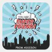 Superhero Friend Comic Valentine Stickers (Vorderseite)