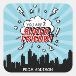 Superhero Friend Comic Valentine Stickers