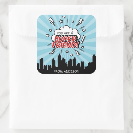 Superhero Friend Comic Valentine Stickers (Tasche)