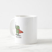 Superhero Frog Hazzah Cartoon Art Kaffeetasse (Vorderseite Links)