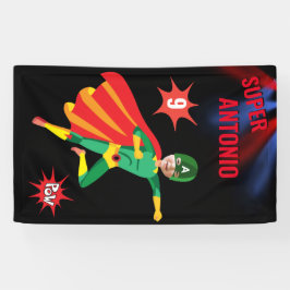 Superhero Fun Birthday Green Flying Boy Phantastis Banner