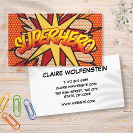 SUPERHERO Fun Retro Comic Book Visitenkarte