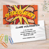 SUPERHERO Fun Retro Comic Book Visitenkarte