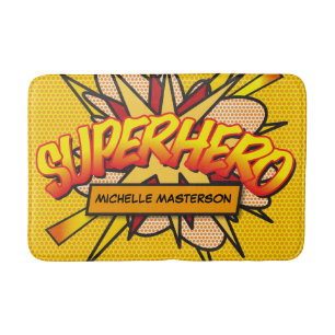 SUPERHERO Fun Retro Comic Pop Kunst, Dichtung und Badematte