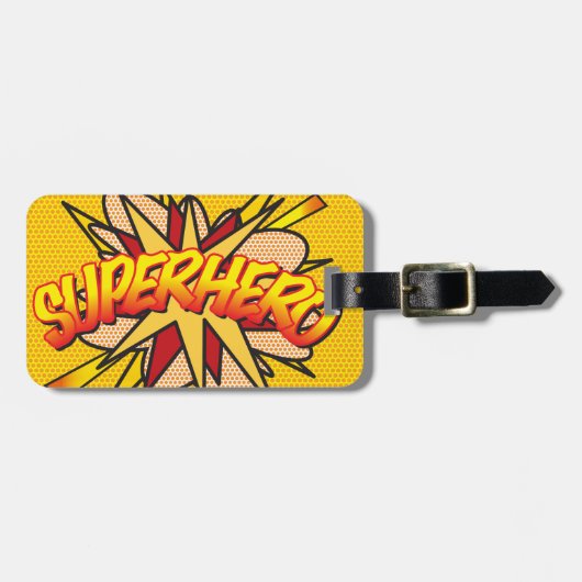 SUPERHERO Fun Retro Comic Pop Kunst, Dichtung und  Gepäckanhänger (Vorderseite horizontal)