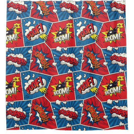 Superhero/Gamer Comic Design Duschvorhang (Vorderseite)