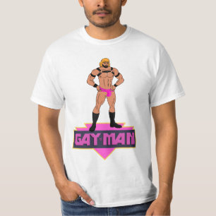 Superhero GAY-MAN in rosa Gurtband T-Shirt