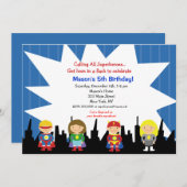 Superhero-Geburtstags-Party Einladungen (Vorne/Hinten)