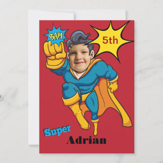 Superhero 🦸 Geburtstagsfoto Vorlage Custom Einlad