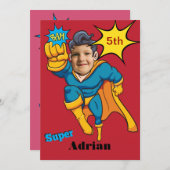 Superhero 🦸 Geburtstagsfoto Vorlage Custom Einlad (Vorne/Hinten)