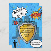 Superhero Geburtstagsparty Einladung (Vorne/Hinten)