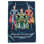 Superhero Geburtstagsparty für Jungen Mittlere Geschenktüte (Vorderseite)