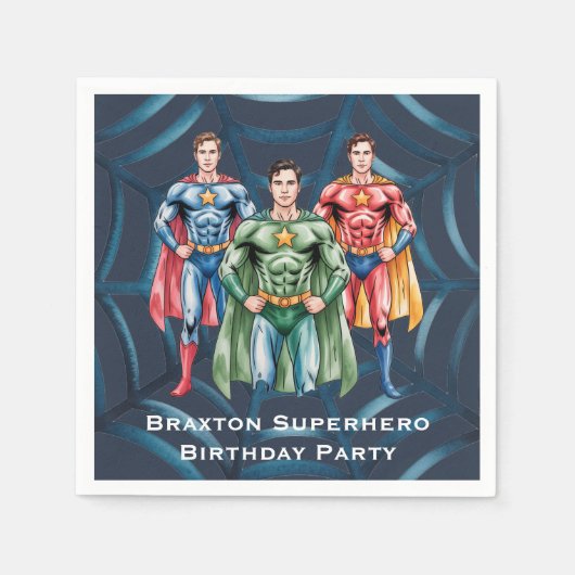 Superhero Geburtstagsparty für Jungen Serviette (Vorderseite)