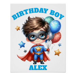 Superhero-Geburtstagsposter   Kinderparty-Wanddeko Poster
