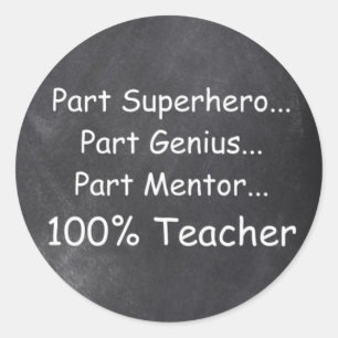 Superhero Genius Mentor Teacher Geschenk Idee Runder Aufkleber