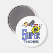 Superhero Girl 3. Geburtstag - Hemden und Geschenk Magnet (Vorderseite/Rückseite)