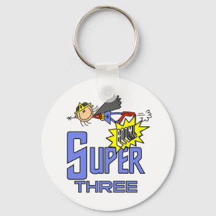 Superhero Girl 3. Geburtstag - Hemden und Geschenk Schlüsselanhänger