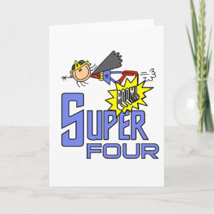 Superhero Girl 4. Geburtstag Shirts und Geschenke Karte