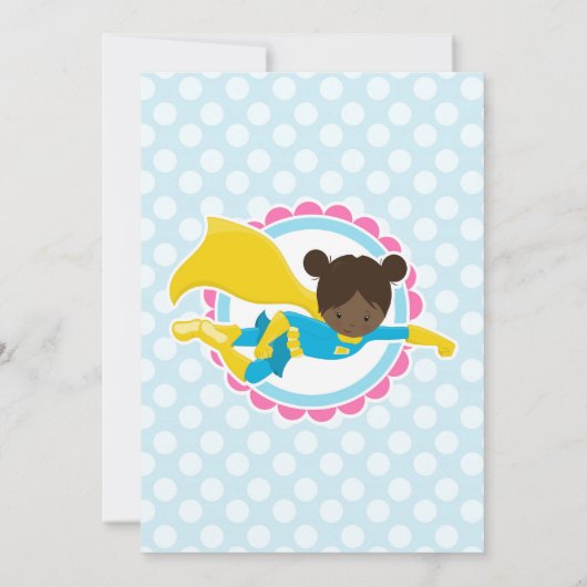 Superhero Girl - Afrikanische Amerikanische Geburt Einladung (Rückseite)