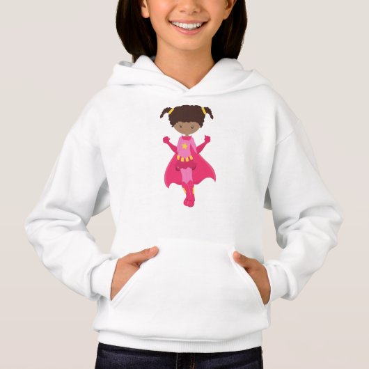 Superhero Girl, Afrikanisches amerikanisches Mädch Hoodie (Vorderseite)