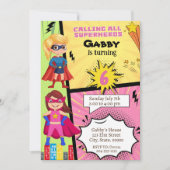 Superhero Girl Birthday Einladung (Vorderseite)