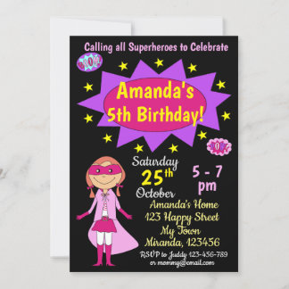 Superhero Girl Birthday Einladung