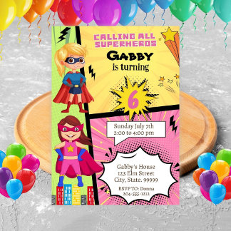 Superhero Girl Birthday Einladung