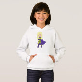 Superhero Girl, Blonde Hair, Held, Lila Kap Hoodie (Vorne ganz)