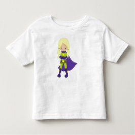 Superhero Girl, Blonde Hair, Held, Lila Kap Kleinkind T-shirt
