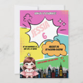 Superhero Girl Geburtstagsparty Einladung (Vorderseite)