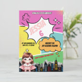 Superhero Girl Geburtstagsparty Einladung (Stehend Vorderseite)