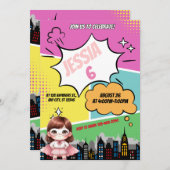 Superhero Girl Geburtstagsparty Einladung (Vorne/Hinten)