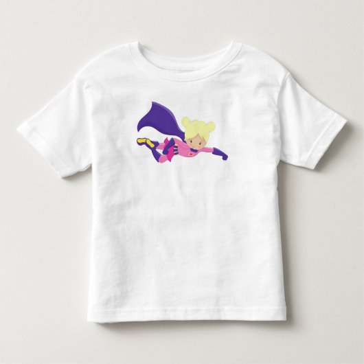Superhero Girl, Hero, Blonde Hair, Lila Kap Kleinkind T-shirt (Vorderseite)