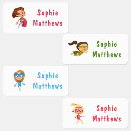 Superhero Girl Personalisierter Name Kleidung Etiketten