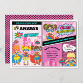 Superhero Girls Birthday Girl Power Super Hero Einladung (Vorne/Hinten)