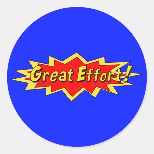 Superhero Great Effort Teacher Belohnung Runder Aufkleber (Vorderseite)