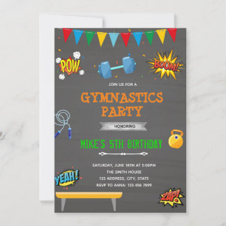 Superhero Gymnastik Party Einladung