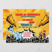 Superhero Halloween Cartoon Comic Einladung (Vorne/Hinten)